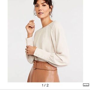 ANN TAYLOR mix media raglan blouse